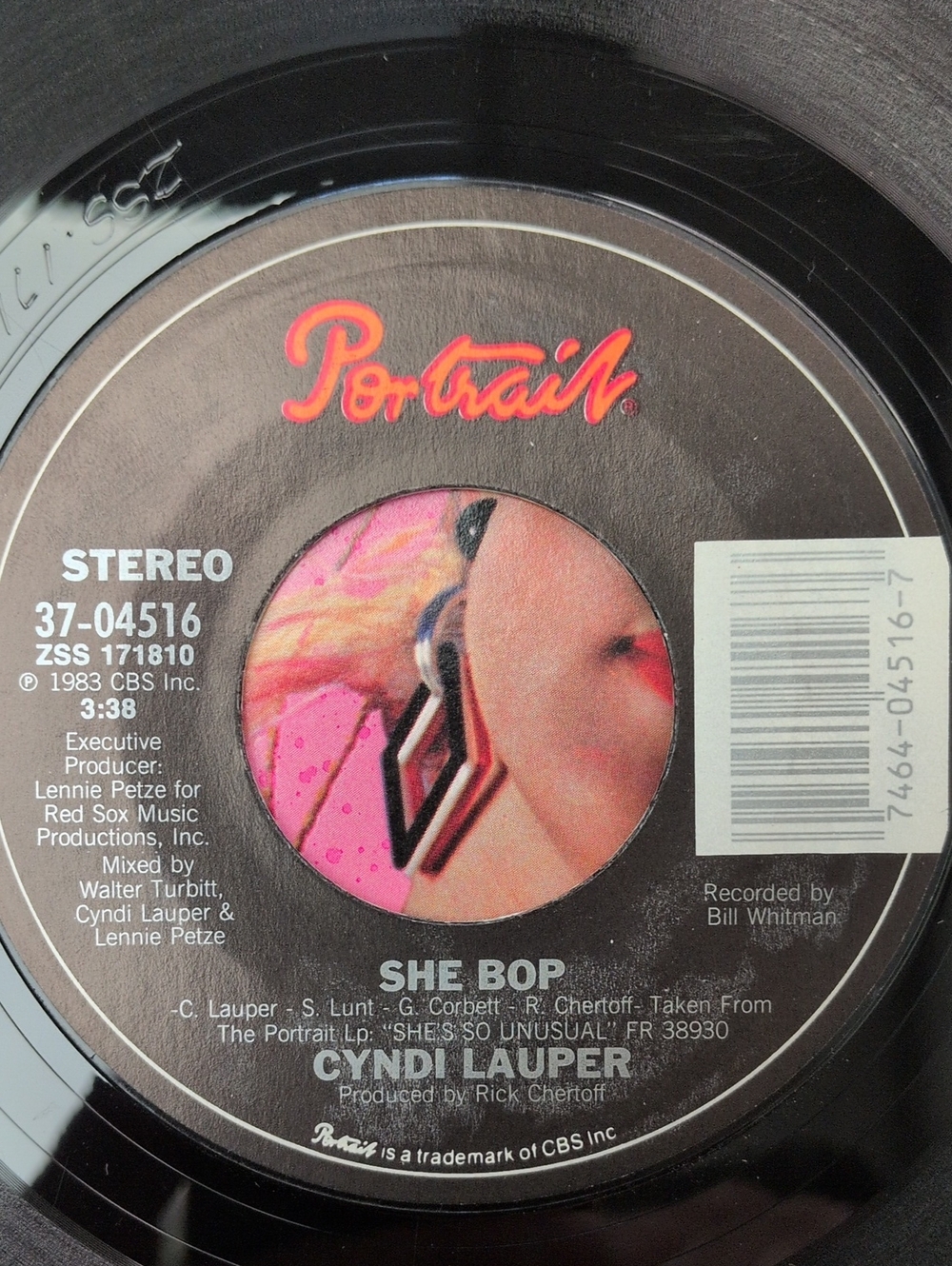 Cyndi Lauper "She Bop" Portrait 45 RPM Vinyl Single